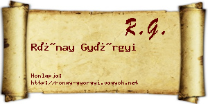 Rónay Györgyi névjegykártya