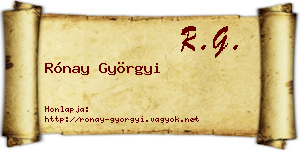 Rónay Györgyi névjegykártya